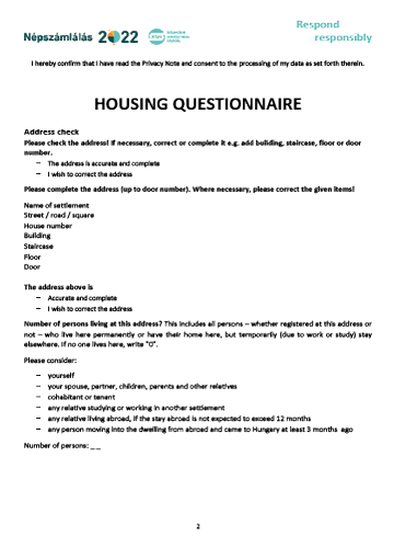 Census questionnaire